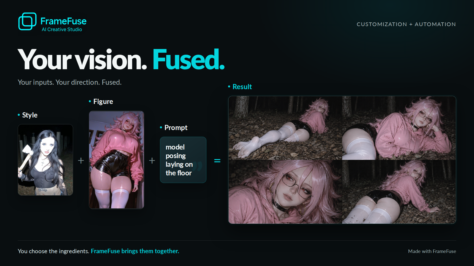 One style image. One figure. One prompt. FrameFuse turns clear creative directio